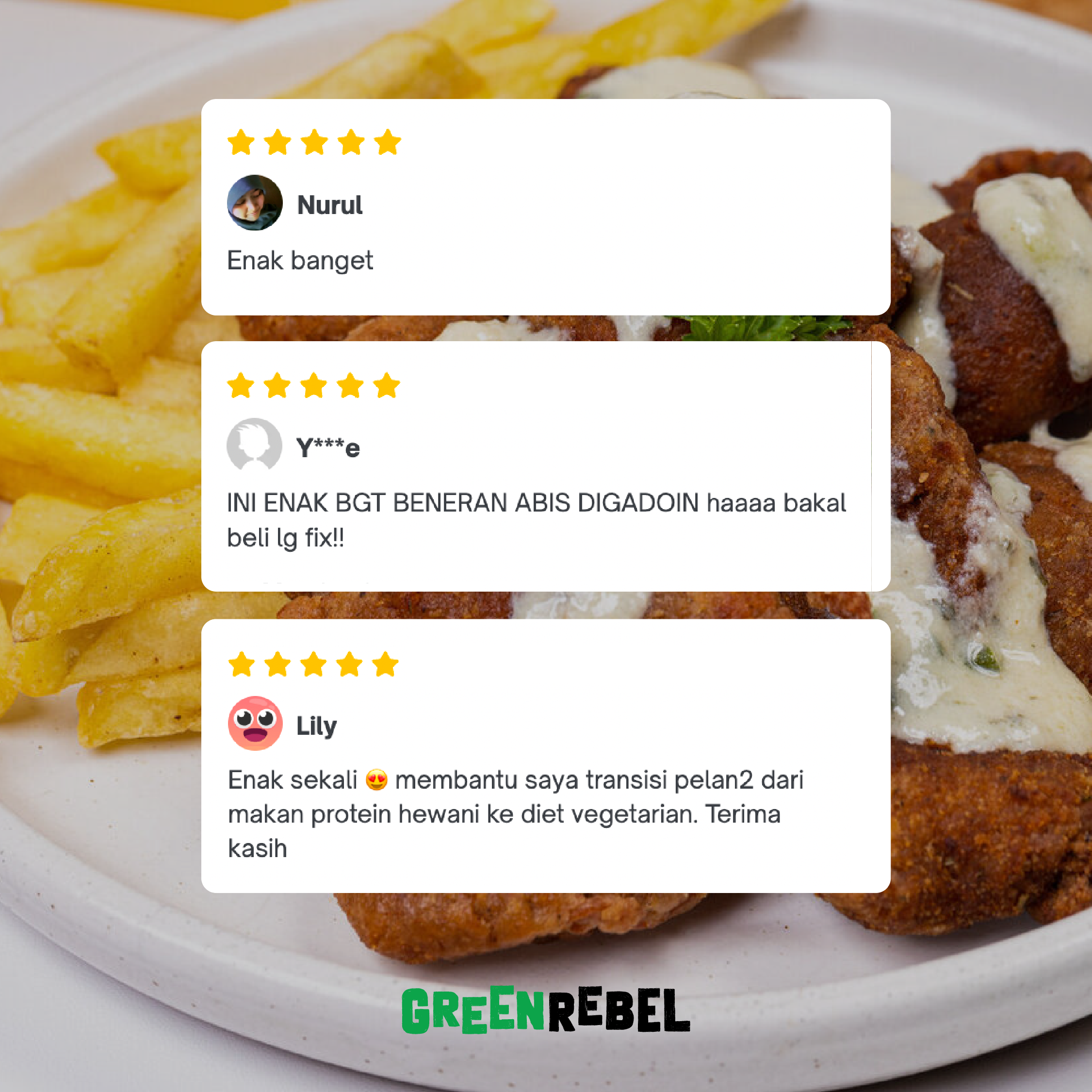 Green Rebel Ayam Goreng Krispi | Protein Nabati | Protein Rendah Lemak | 225 gr (SBY)