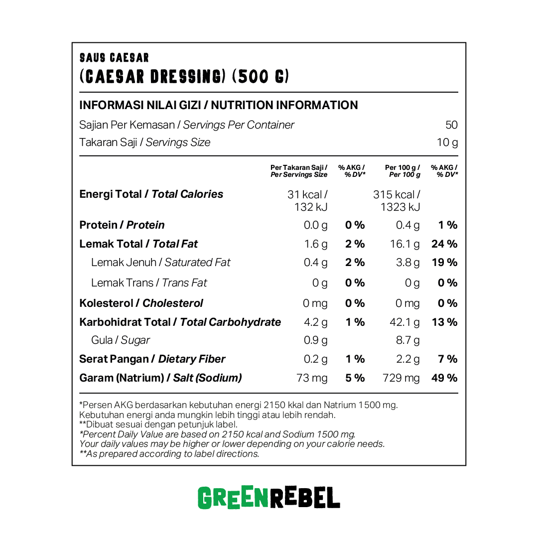 Green Rebel Family Pack Egg-Free Caesar Dressing (Vegan)