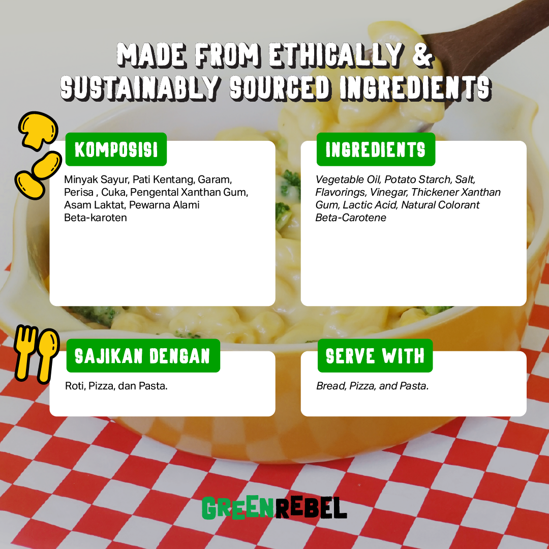 Green Rebel Cheddar Cheese | Keju Vegan | Bebas Laktosa | Dairy Free | 1kg