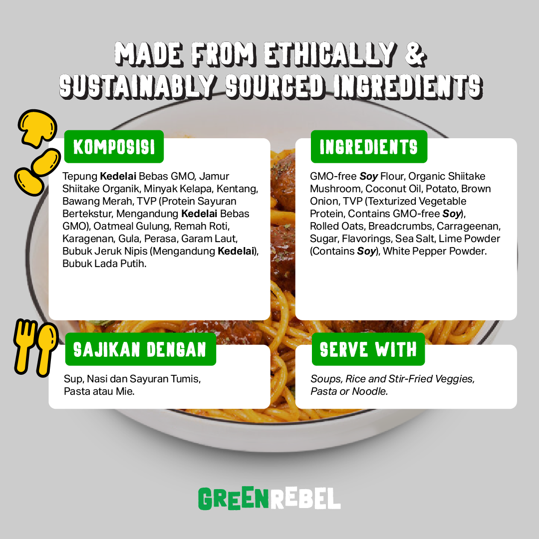 Green Rebel Plant Balls | Baso Sayuran | Protein Nabati | Family Pack | Siap Masak |1 kg