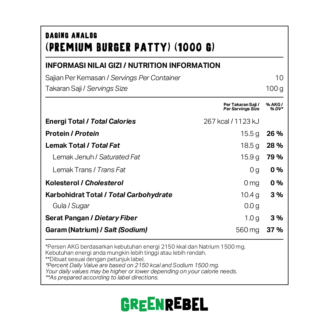 Green Rebel Family Pack Premium Burger Patty