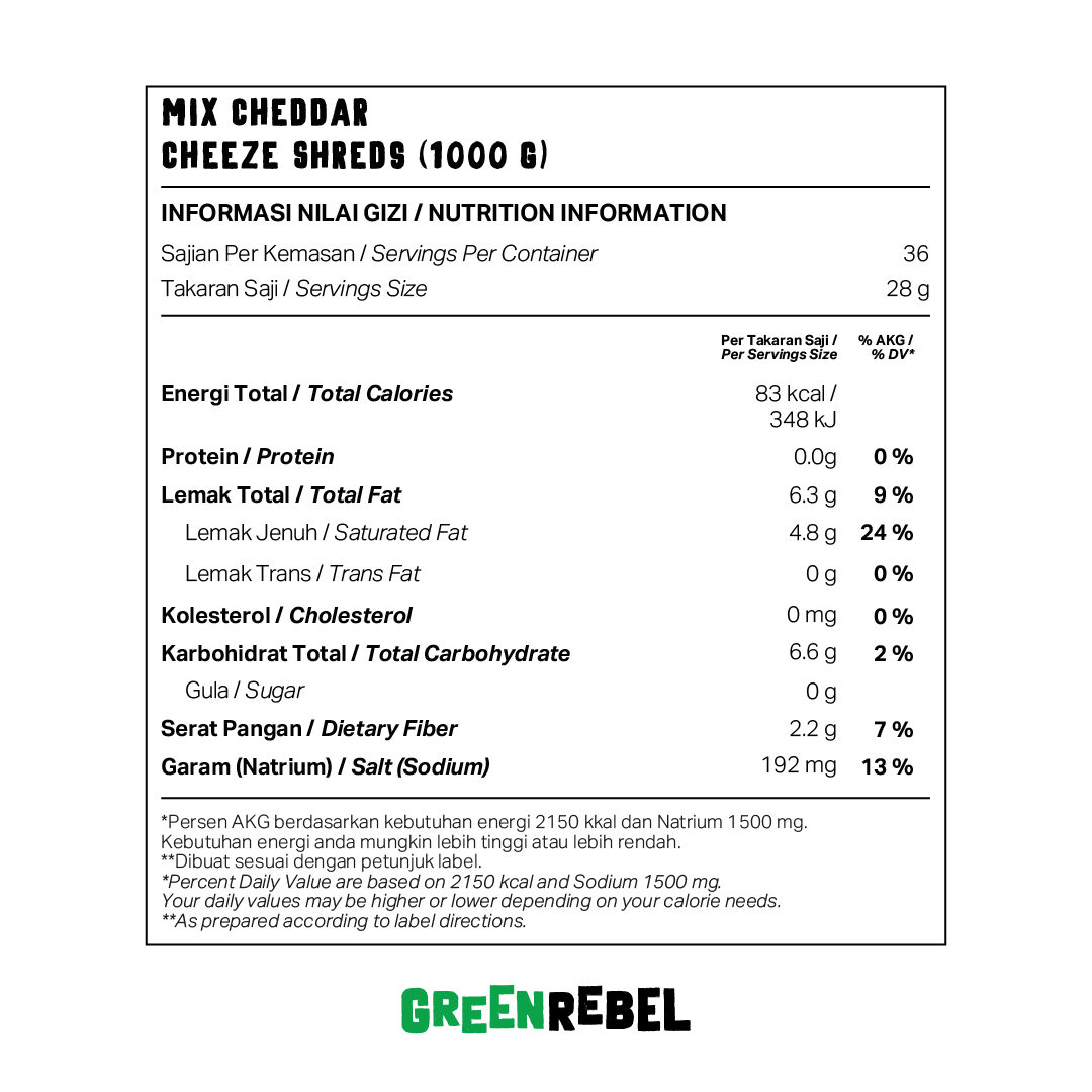 Green Rebel Family Pack Dairy-Free Shredded Cheddar Cheese Mix