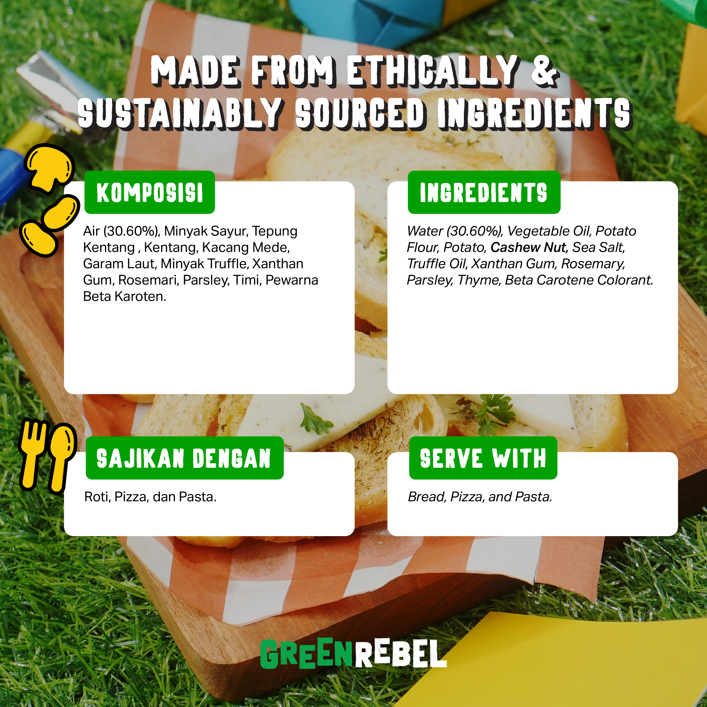 Green Rebel Truffle Cheese | Keju Truffle Nabati | Keju Nabati Truffle Rendah Kalori 165 gr