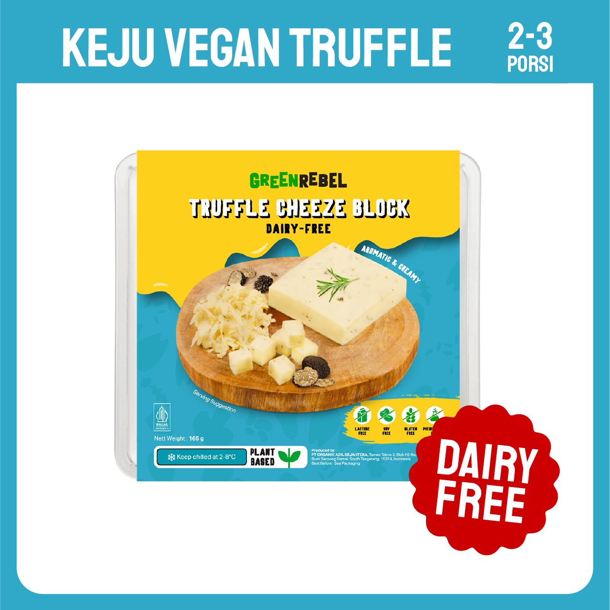 Green Rebel Truffle Cheese | Keju Truffle Nabati | Keju Nabati Truffle Rendah Kalori 165 gr