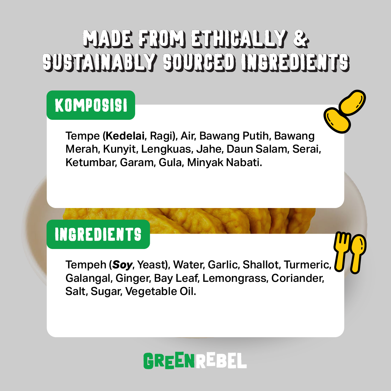 Paket Tempe Ungkep Bumbu Kuning 3 pcs | Tempe Siap Masak Gurih Rempah | TempeYa
