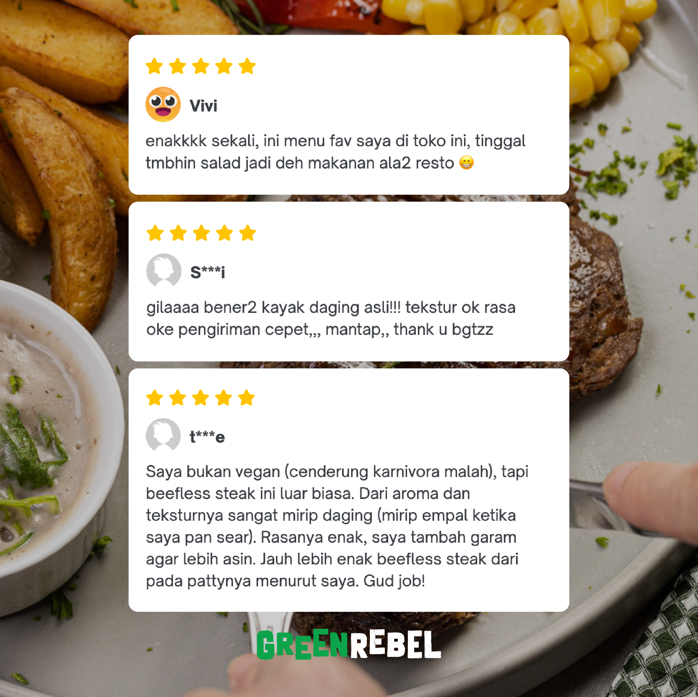 Green Rebel Steak | Protein Nabati | Protein Rendah Lemak | 200 gr