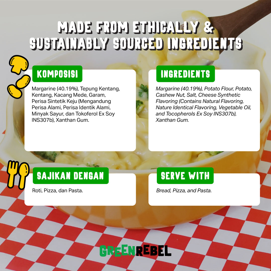 Green Rebel Cheddar Cheese | Keju Vegan | Bebas Laktosa | Dairy Free | 165 gr