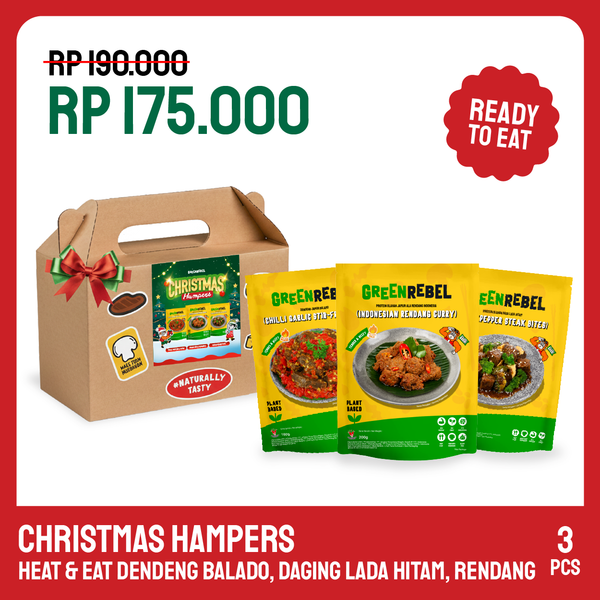 Green Rebel Christmas Hampers – Paket 3 Varian (Dendeng Balado, Rendang, Blackpepper Steak Bites)