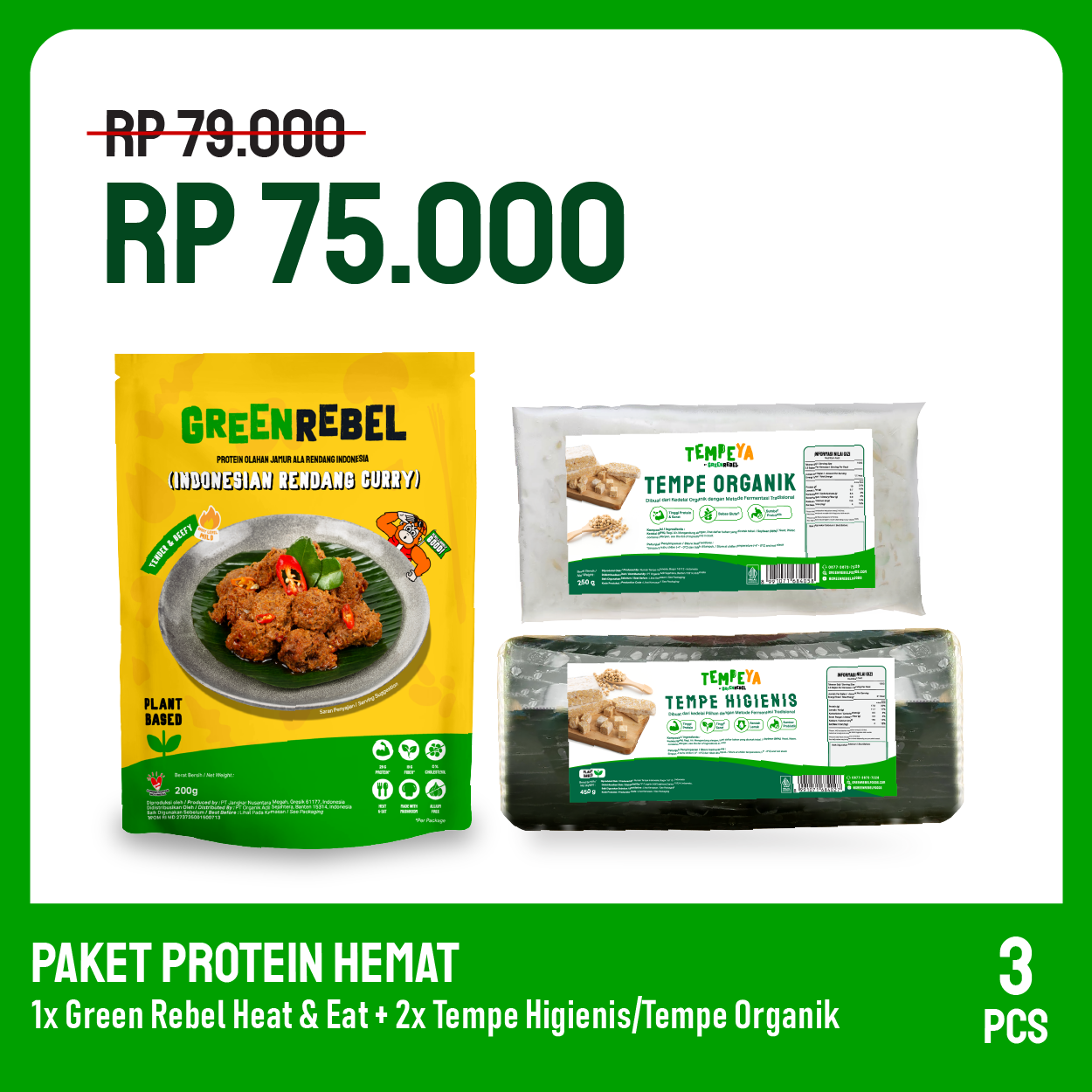 Paket Protein Hemat | Lauk Sehat | Tempe Segar | Tempe Higienis | Tempe Organik