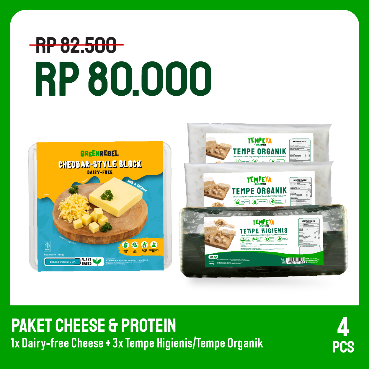 Paket Cheese dan Protein | Dairy Free | Bebas Laktosa | Tempe Higienis | Tempe Organik