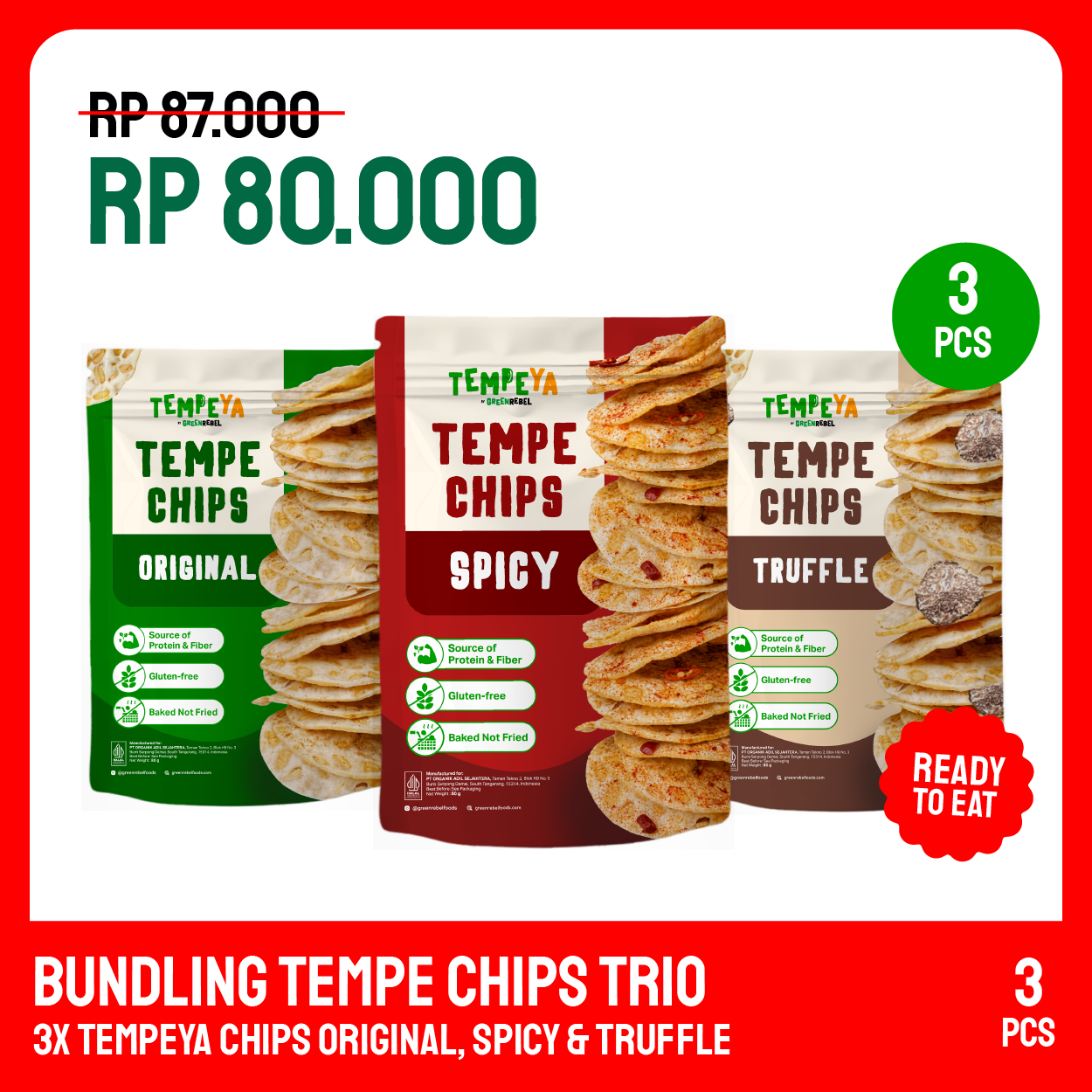 Green Rebel - Bundling Tempe Chips Trio - Original Spicy Truffle