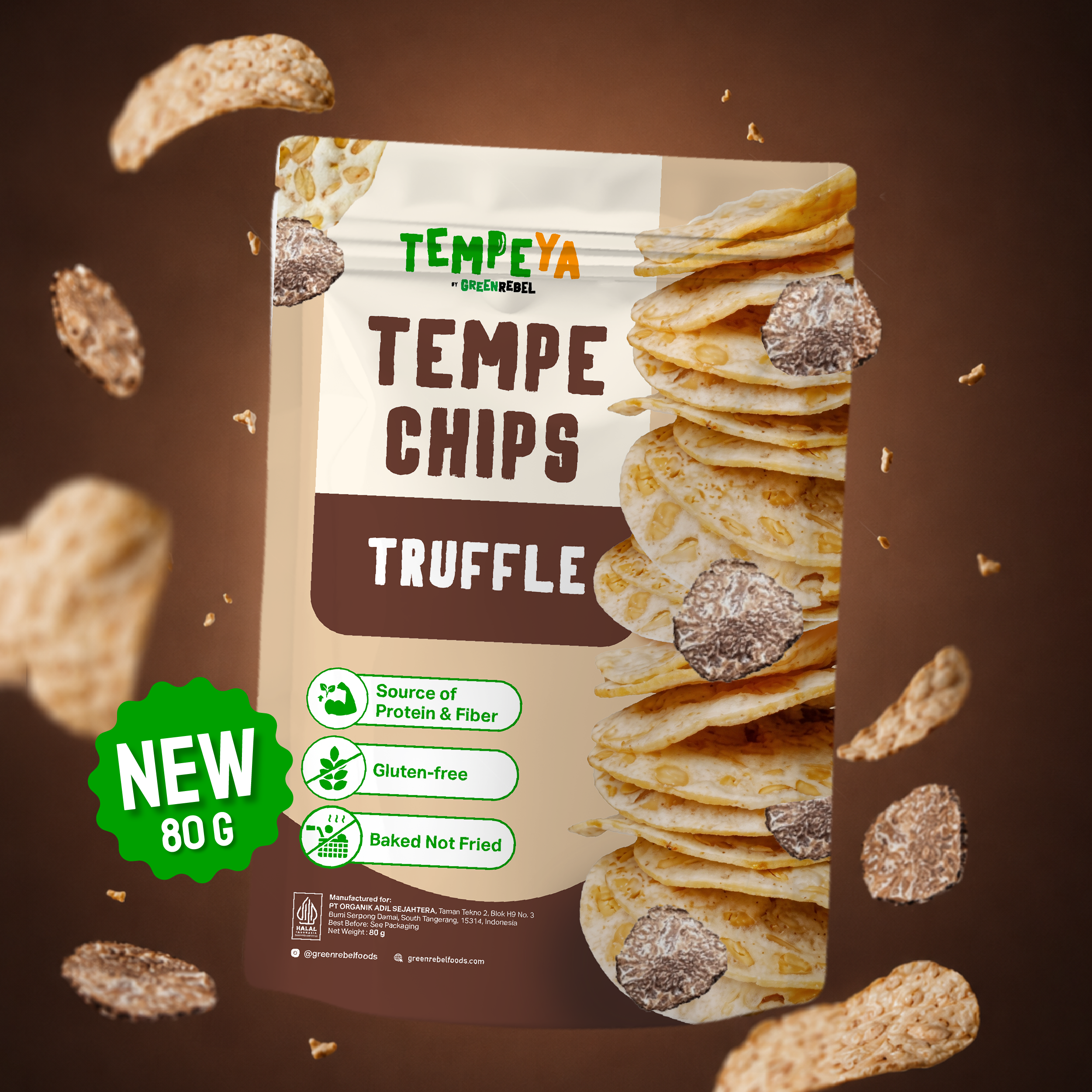 Green Rebel Tempe Chips Truffle 80g | Keripik Tempe Gluten Free | Snack Sehat Baked Tanpa Pengawet