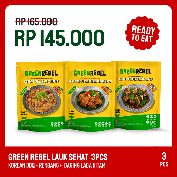 Paket Lebih Murah Green Rebel 3 Pcs - Lauk Sehat | Siap Makan | Ready To Eat