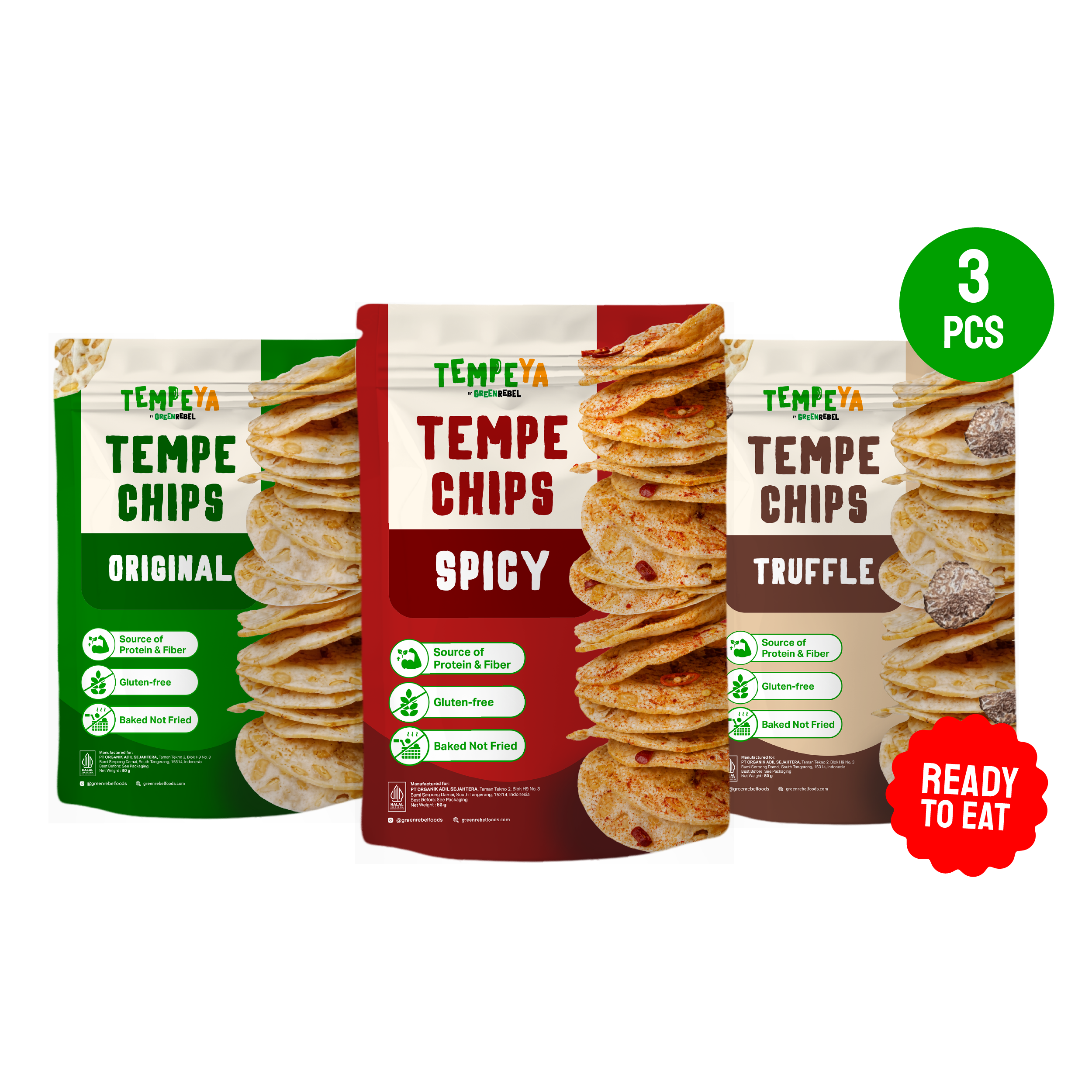 Green Rebel - Tempe Chips Trio - Original Spicy Truffle