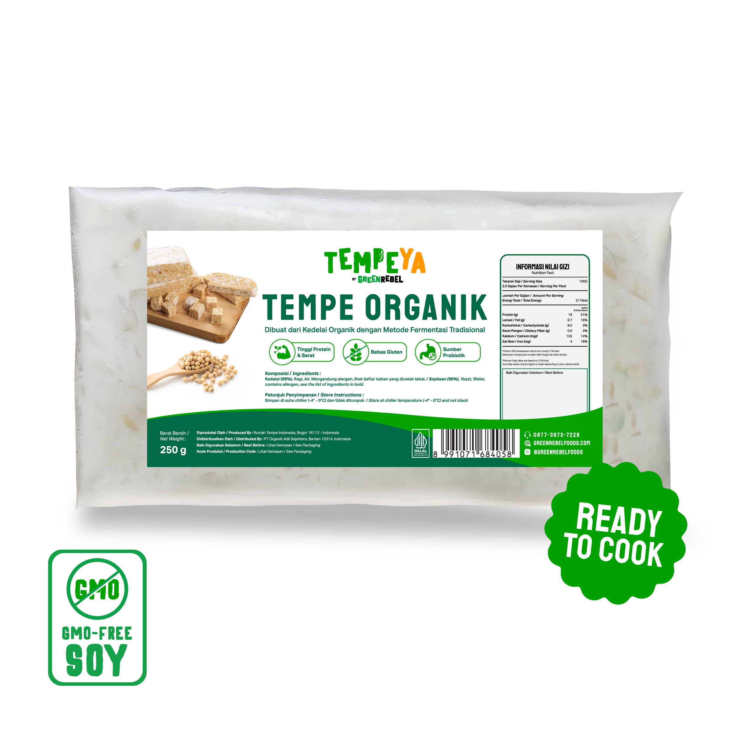 TempeYa Tempe Organik Non GMO - 250gr