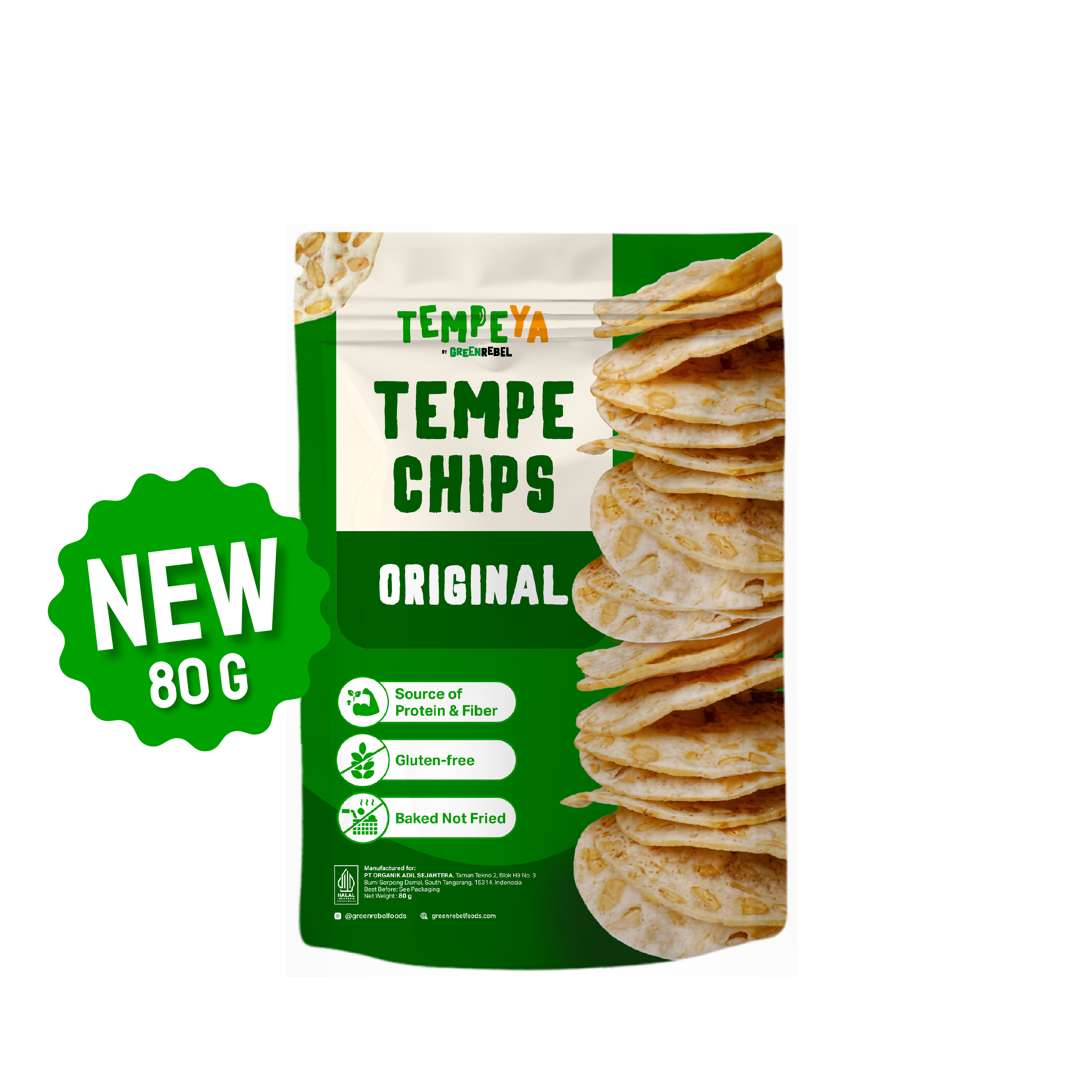 Tempe Chips Original - Keripik Tempe Baked Gluten Free 80g