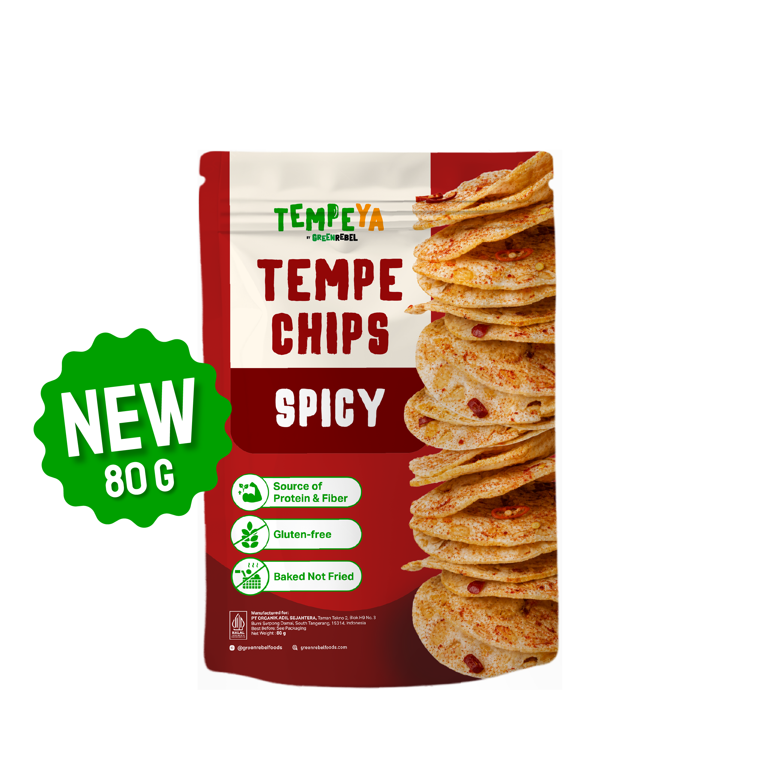 Tempe Chips Spicy - Keripik Tempe Baked Gluten Free 80g