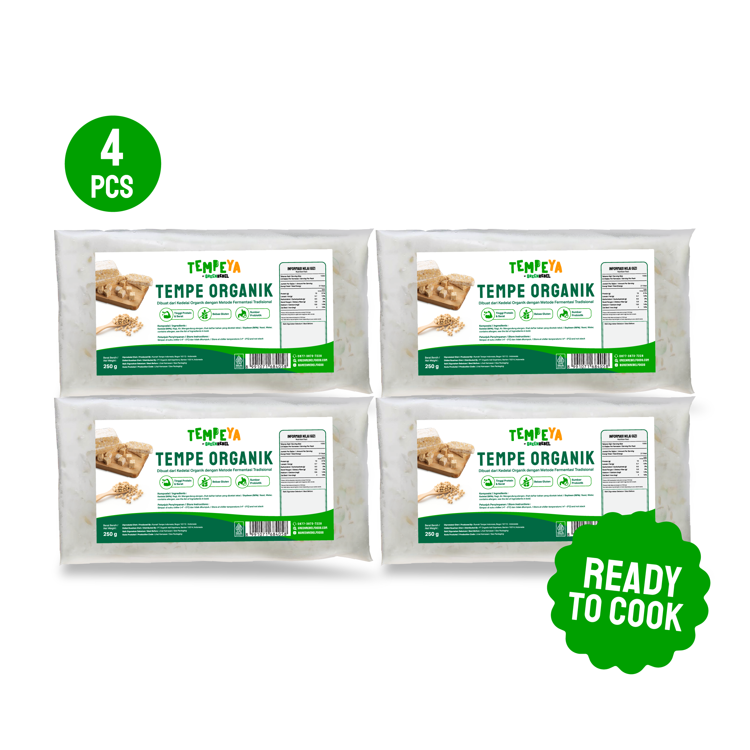 Paket Protein Quad TempeYa - Tempe Organik - 250gr