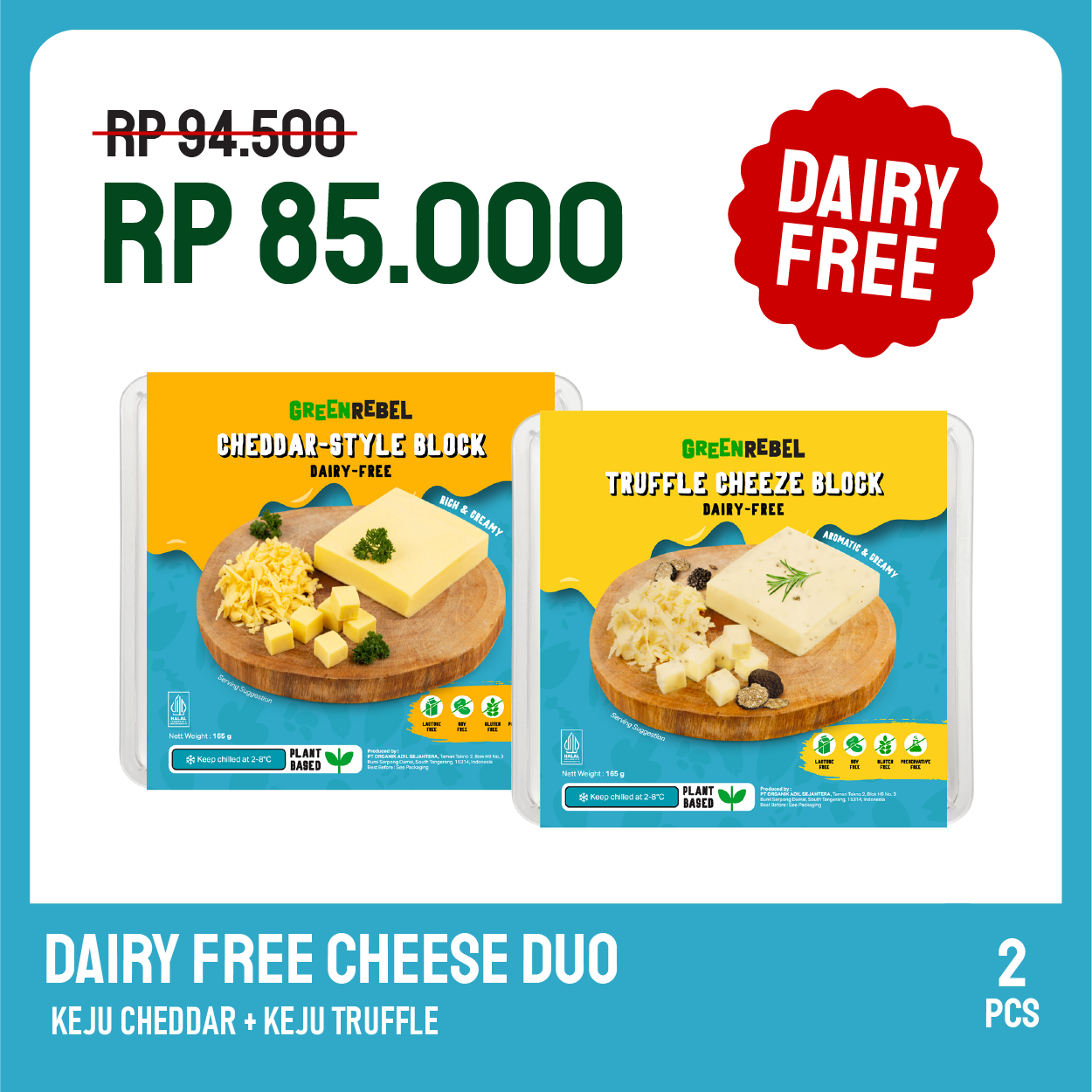 Dairy-Free Duo - Green Rebel Dairy Free Duo | Keju Vegan | Bebas Laktosa (SBY)