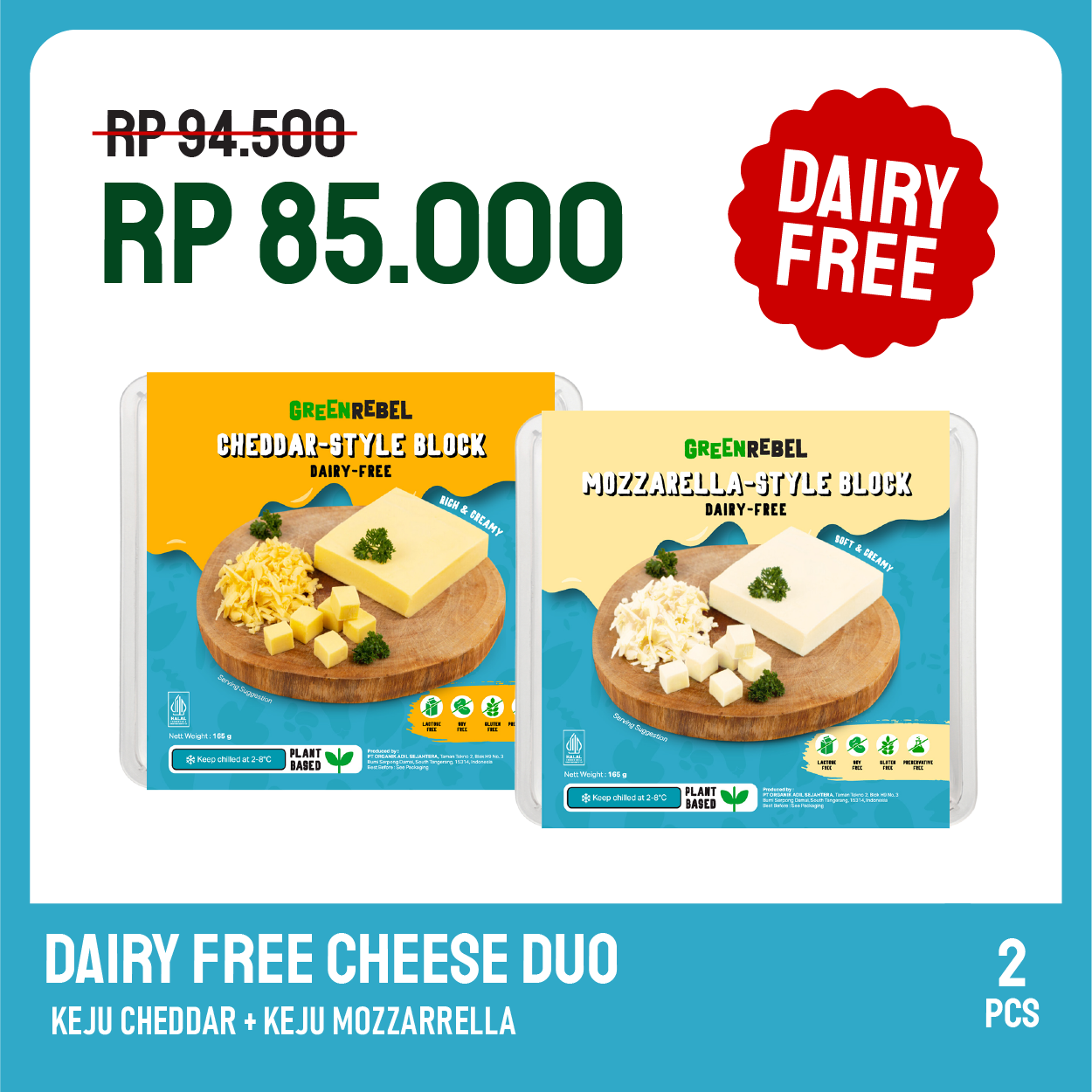 Dairy-Free Duo - Green Rebel Dairy Free Duo | Keju Vegan | Bebas Laktosa (SBY)