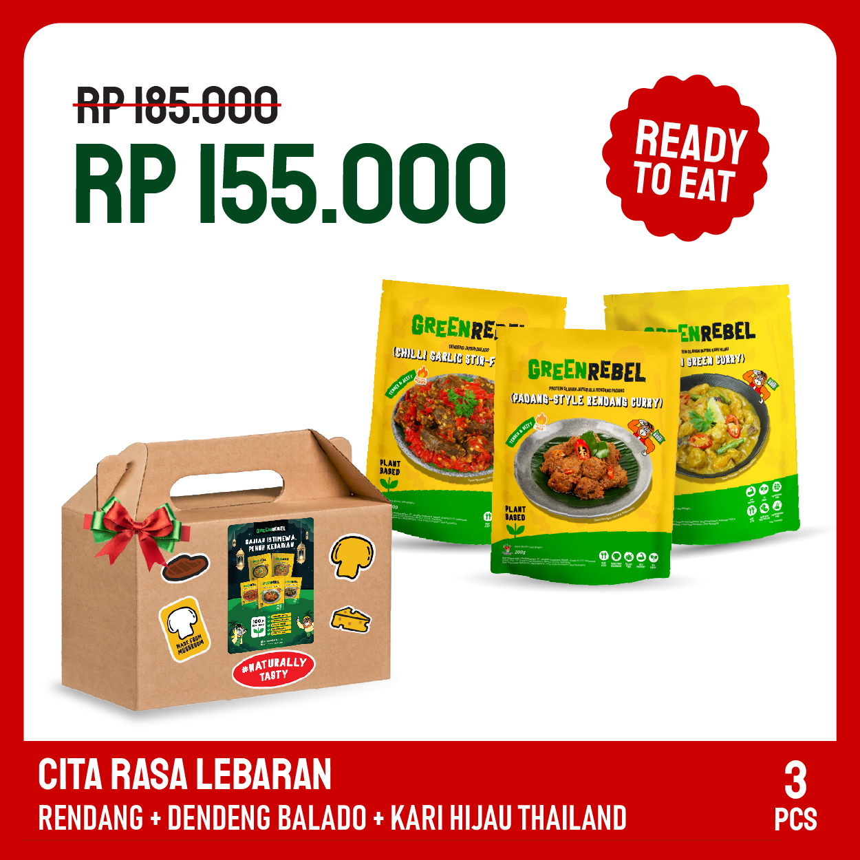 Hampers Sehat Green Rebel Cita Rasa Lebaran - Lauk Sehat | Siap Makan | Ready To Eat