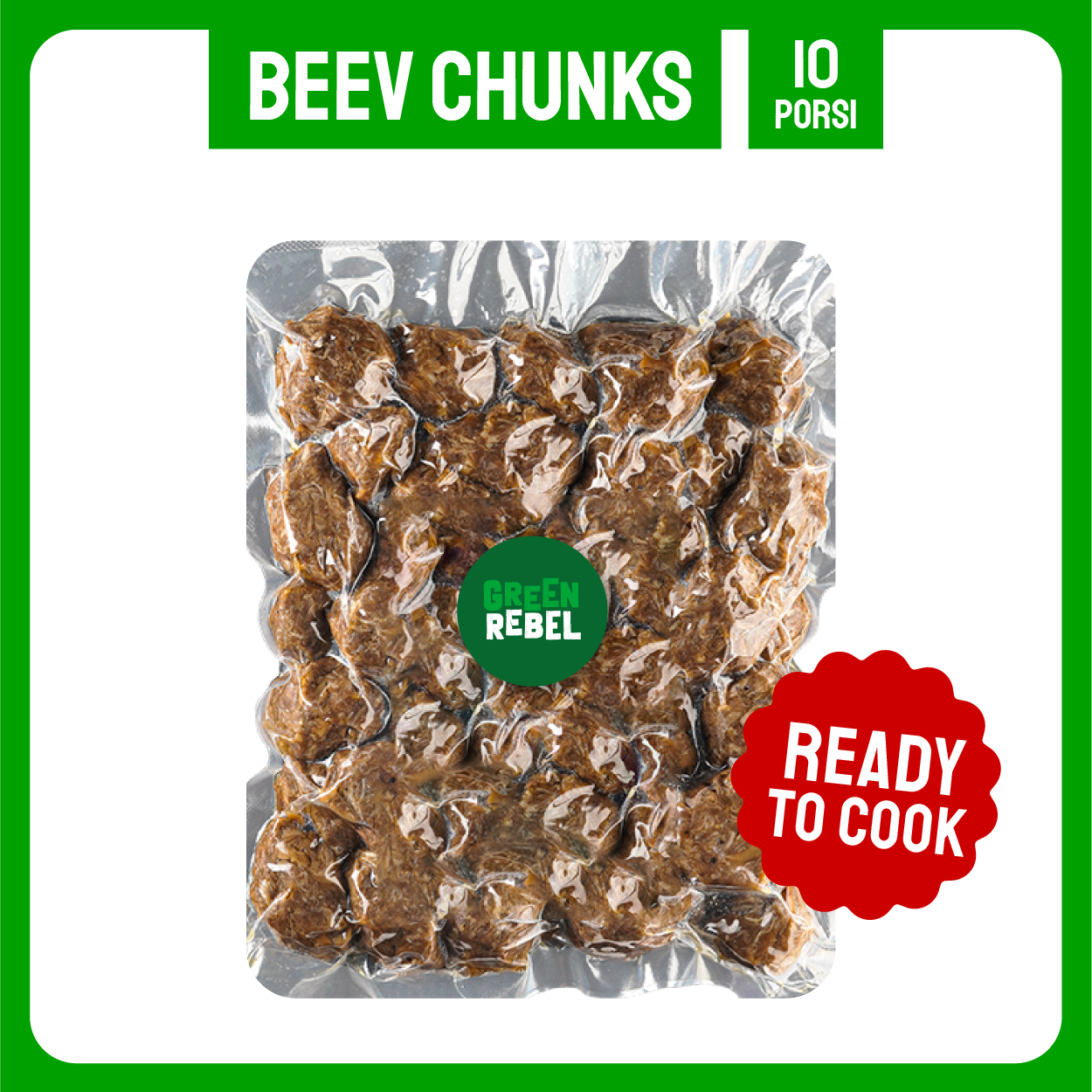 Green Rebel Beev Chunks | Protein Nabati | Family Pack | Siap Masak |1 kg