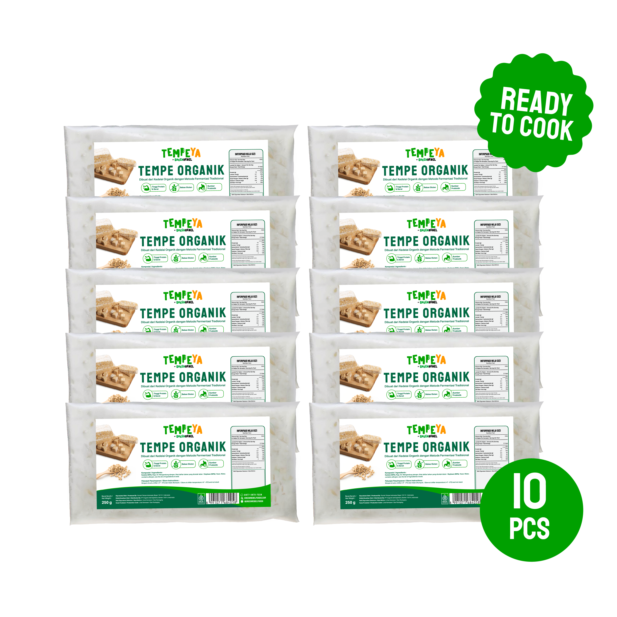 Paket 10 PCS Tempe Organik Non GMO - 250gr