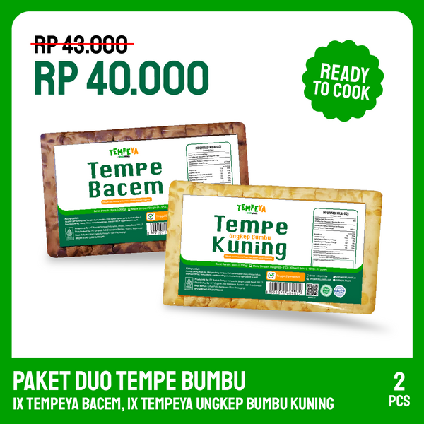 Paket Duo Tempe Bumbu Siap Masak | Tempe Bacem & Tempe Ungkep Bumbu Kuning | Tempeya