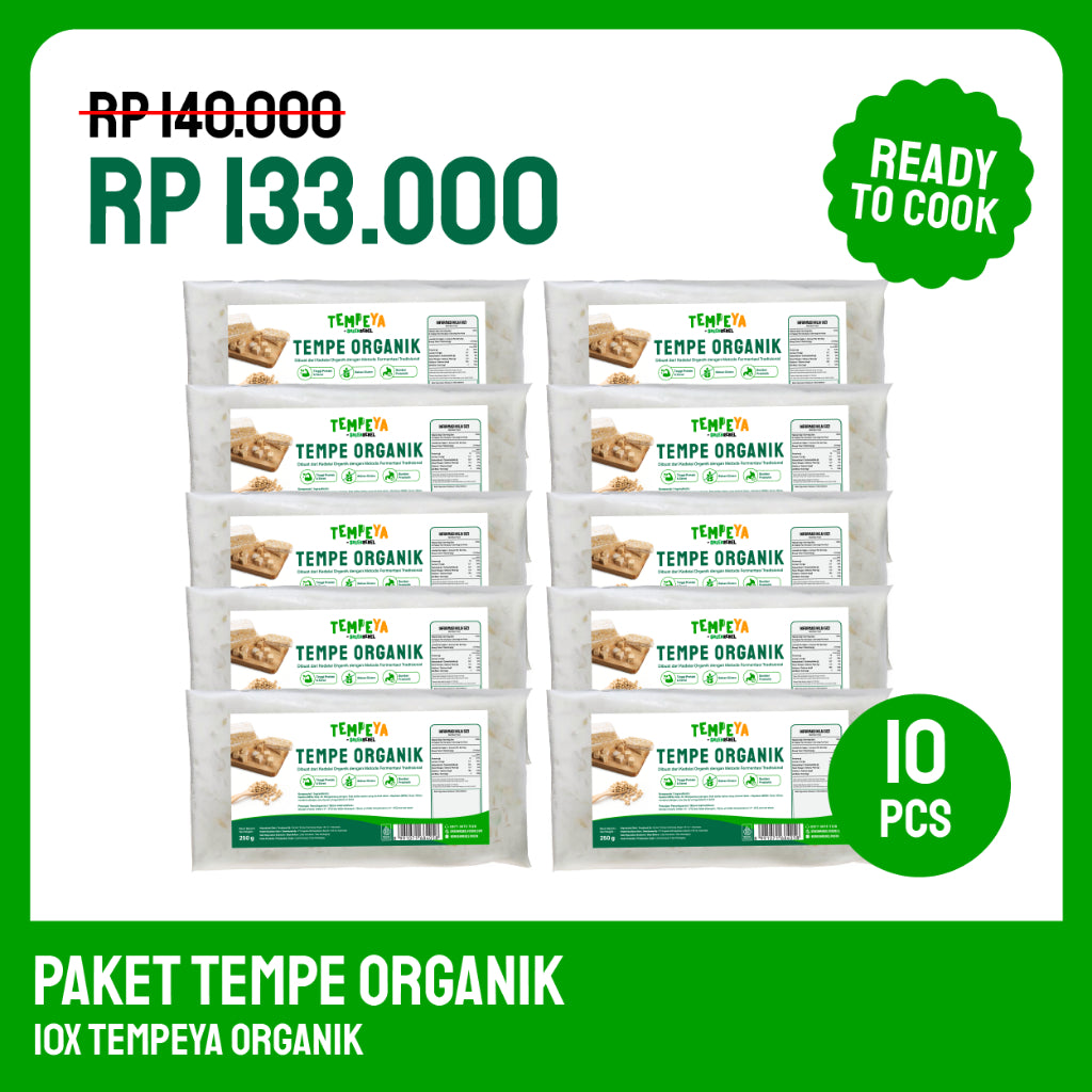 Paket 10 PCS Tempe Organik Non GMO - 250gr